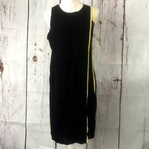 Istante Versace 90's Y2K yellow trim front panel black mini jersey knit dress